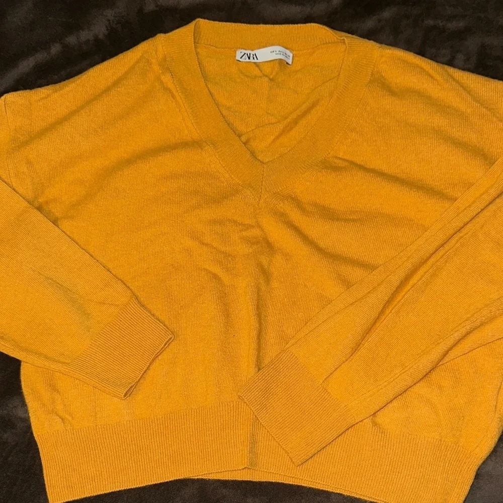 Zara Mustard V-Neck Sweater